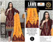 3 pcs Womans Unstitched lown Suit