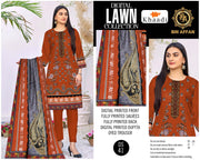 3 pcs Womans Unstitched lown Suit